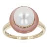 9ct Yellow Gold Pearl And Pink Gemstone Ring