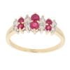 18ct Yellow Gold 0.25ct Diamond and Ruby Two Row Fancy Ring