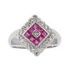 18ct White Gold 0.030ct Diamond And Ruby Cluster Ring