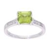 9ct White Gold Peridot and Diamond Square Ring