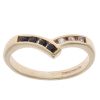 9ct Yellow Gold Cubic Zirconia and Sapphire Wishbone Ring
