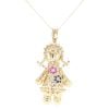 9ct Yellow Gold Stone Set Ragdoll Pendant And Chain 18"