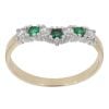 9ct Yellow Gold 0.20ct Diamond And Created Emerald Wishbone Ring