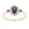 9ct Yellow Gold Sapphire And 0.05ct Diamond Cluster Ring