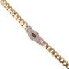 14ct Yellow Gold Monaco Classic Pave Lock Curb Chain 16"