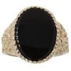 9ct Yellow Gold Patterned Onyx Signet Ring