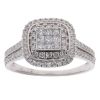 18ct White Gold 1.00ct Princess and Brilliant Cut Diamond Cluster Ring
