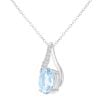 9ct White Gold Blue Topaz and Diamond Crossover Pendant Necklace
