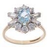 9ct Yellow Gold Aquamarine And Cubic Zirconia Cluster Ring