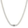 14ct Yellow Gold Monaco Curb Classic Cubic Zirconia Pave Lock Chain 18"