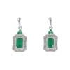 9ct White Gold Emerald And 0.11ct Diamond Shield Drop Earrings