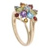 9ct Yellow Gold 0.05ct Diamond And Multi-Gemstone Cluster Ring