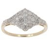 9ct Yellow Gold 1.00ct Brilliant Cut Diamond Cluster Ring