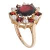 9ct Yellow Gold Garnet And Pearl Cluster Ring