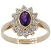9ct Yellow Gold Amethyst And Cubic Zirconia Cluster Ring