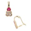 14ct Yellow Gold Cubic Zirconia And Red Gemstone Heart Earrings