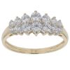 14ct Yellow Gold Two Row Cubic Zirconia Cluster Ring