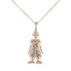 9ct Yellow Gold Multi-Gemstone Clown Pendant And Chain 28"