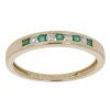 14ct Yellow Gold Emerald and 0.10ct Diamond Half Eternity Ring