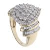 9ct Yellow Gold 1.75ct Brilliant And Baguette Cut Diamond Cluster Ring
