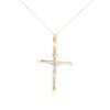 9ct Yellow And White Gold Plain Crucifix Pendant And Chain 18"