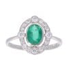 Platinum Emerald and 0.35ct Diamond Ring