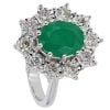 9ct White Gold 1ct Diamond And Emerald Cluster Ring