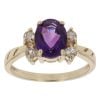 9ct Yellow Gold Cubic Zirconia and Amethyst Ring