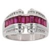 18ct White Gold 0.25ct Diamond And Ruby Three Row Ring