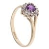 9ct Yellow Gold Cubic Zirconia and Amethyst Heart Cluster Ring