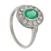 Platinum 0.94ct Emerald and 0.35ct Diamond Cluster Ring