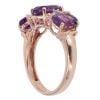 9ct Rose Gold 0.02ct Diamond And Amethyst Three Stone Ring