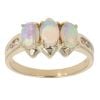 9ct Yellow Gold 0.05ct Diamond and Opal Three Stone Ring