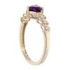 9ct Yellow Gold Created Amethyst And Diamond Fancy Ring