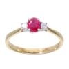 18ct Yellow Gold Ruby and 0.10ct Diamond Cluster Ring