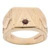 9ct Yellow Gold Garnet Patterned Signet Ring