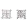 18ct White Gold 1.00ct Princess Cut Diamond Stud Cluster Earrings