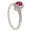 9ct White Gold 0.13ct Diamond And Ruby Cluster Ring