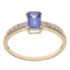 18ct Yellow Gold 0.10ct Diamond and Tanzanite Solitaire Ring