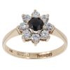 9ct Yellow Gold Sapphire And Cubic Zirconia Cluster Ring