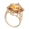9ct Yellow Gold Citrine And Red Gemstone Cluster Ring