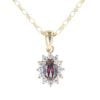 9ct Yellow Gold Cubic Zirconia and Mystic Topaz Cluster Pendant and Chain 18"