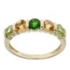 9ct Yellow Gold Peridot, Citrine And Diopside Five Stone Ring