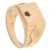 9ct Yellow Gold Garnet Patterned Signet Ring