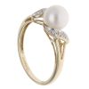 9ct Yellow Gold 0.02ct Diamond And Pearl Dress Ring