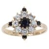9ct Yellow Gold Cubic Zirconia and Sapphire Ring