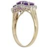 9ct Yellow Gold 0.25ct Diamond and Amethyst Triple Cluster Ring