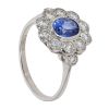 Platinum 1.20ct Sapphire and 0.90ct Diamond Cluster Ring