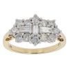 18ct Yellow Gold 1.00ct Brilliant And Baguette Cut Diamond Cluster Ring