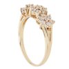 14ct Yellow Gold Cubic Zirconia Triple Cluster Ring